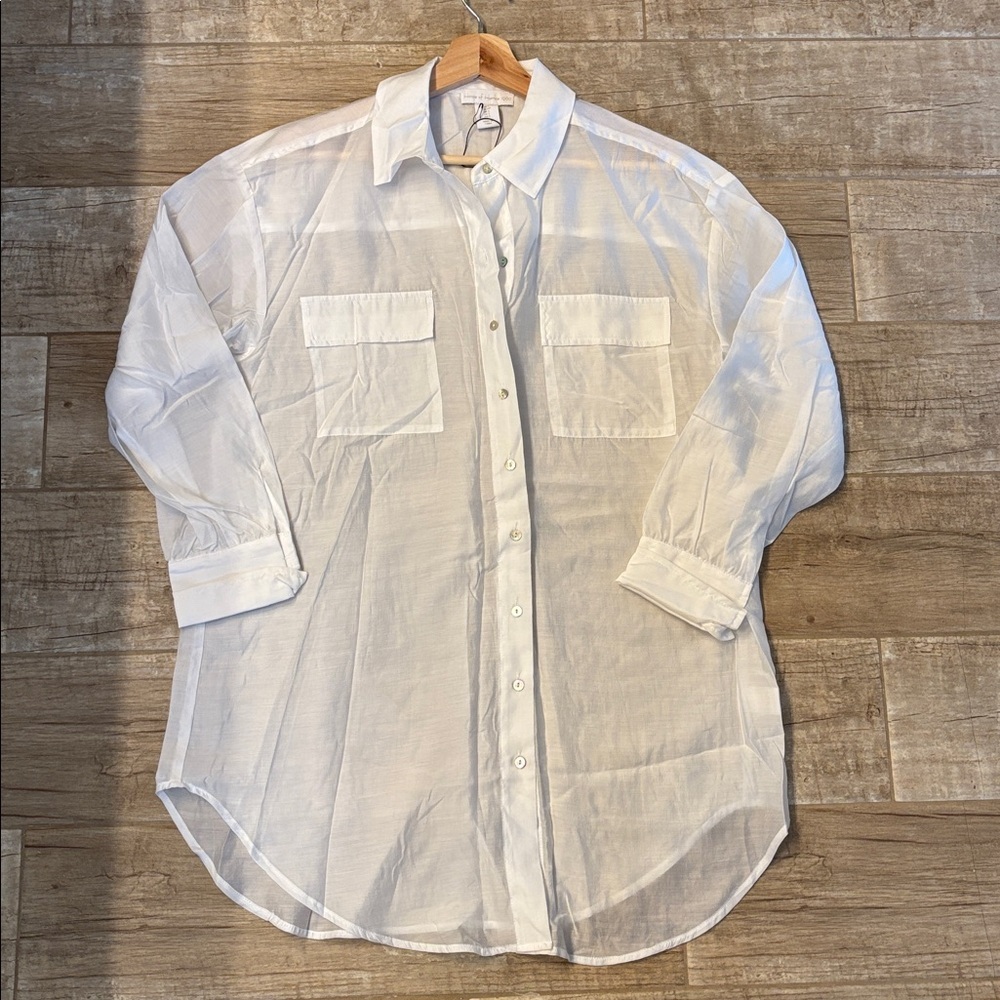 House of Harlow 1960 Sheer White Rayon Buttondown Blouse - Picture 2 of 4